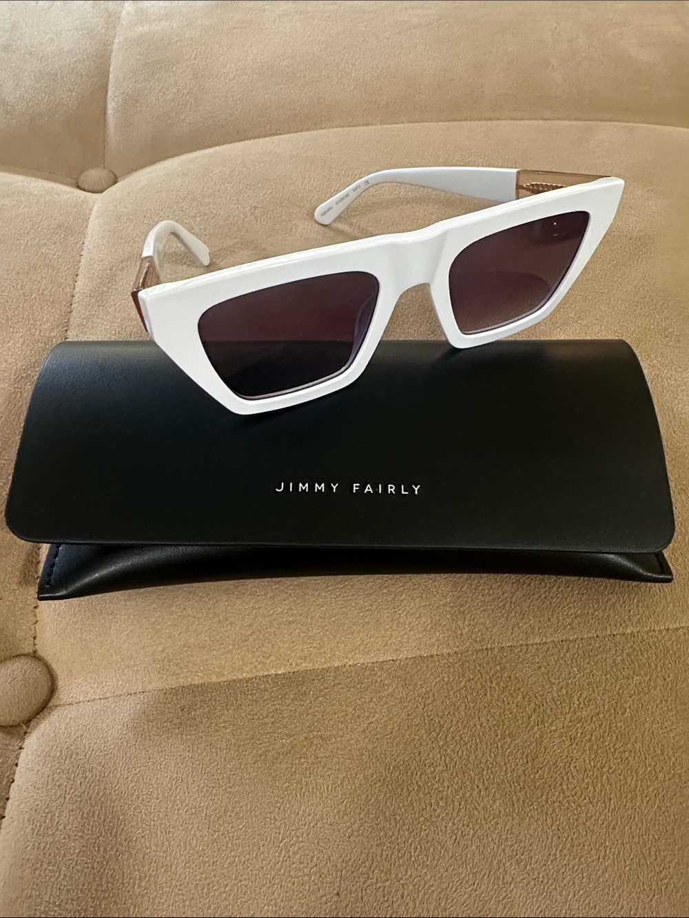 Jimmy Fairly Women's White Frame Sunglasses - Chic Cat-Eye